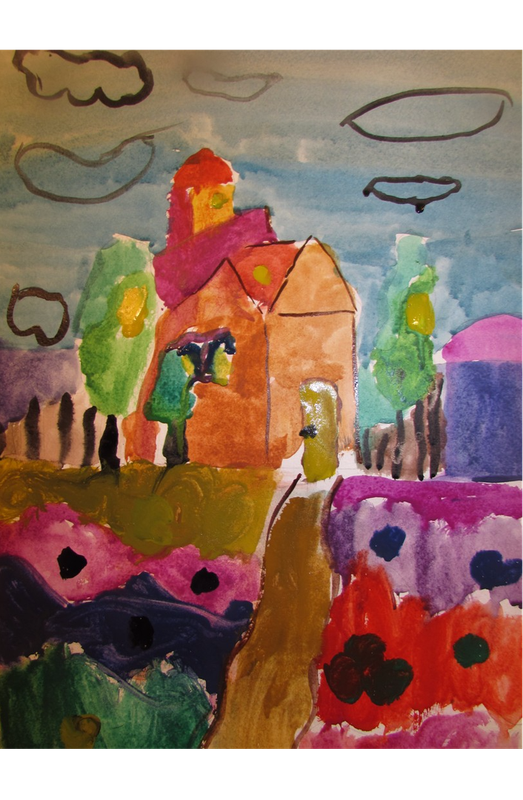 Детский рисунок - Большой домик для Эвелинки