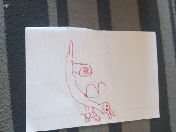 Детский рисунок - Летающий домик улитки