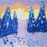 Рисунок "Солнце в зимнем лесу"