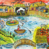 Рисунок "В деревне" на конкурс "Конкурс творческого рисунка “Свободная тема-2022”"