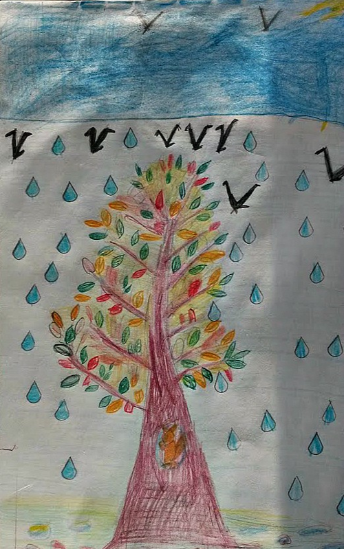 Детский рисунок - Осенний дождик