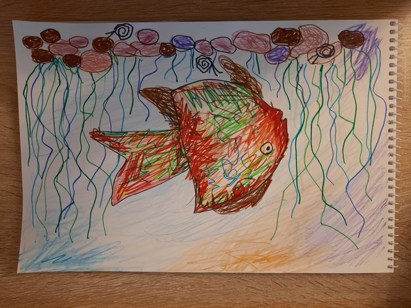 Детский рисунок - Волшебная рыба