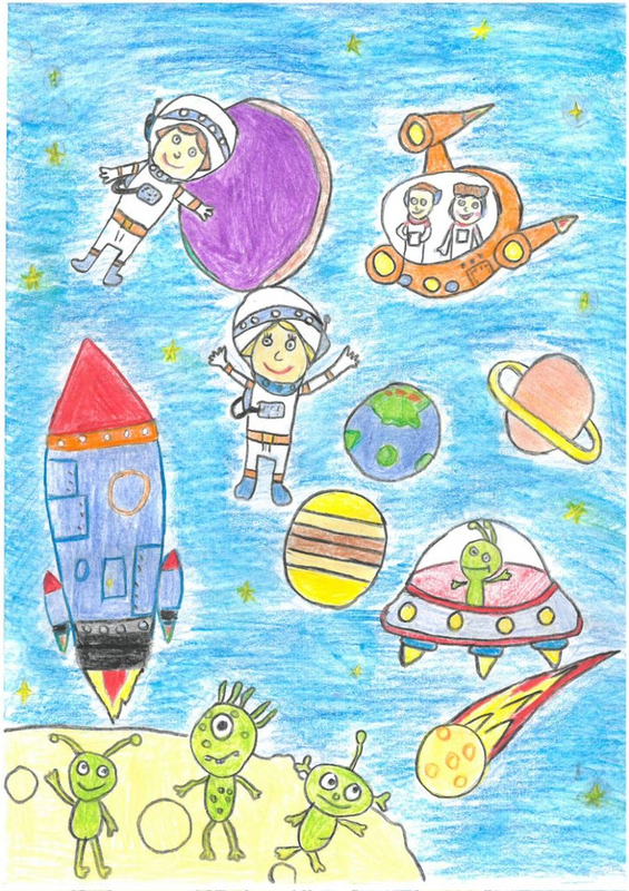Детский рисунок - Волшебные сны о космосе