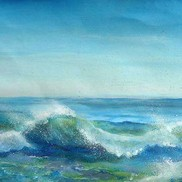 Рисуем море гуашью