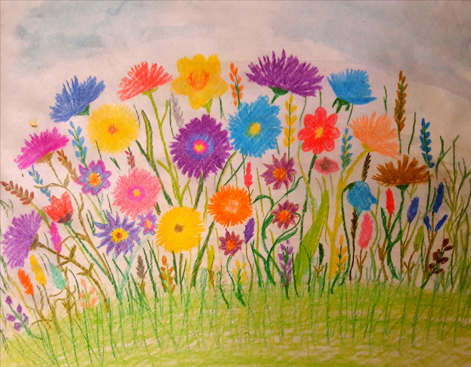 Детский рисунок - Цветочный рай