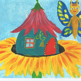 Рисунок "Цветочный домик для бабочки" на конкурс "Домик для Эвелинки. 3-й конкурс рисунка по 1-й серии «Летать»"