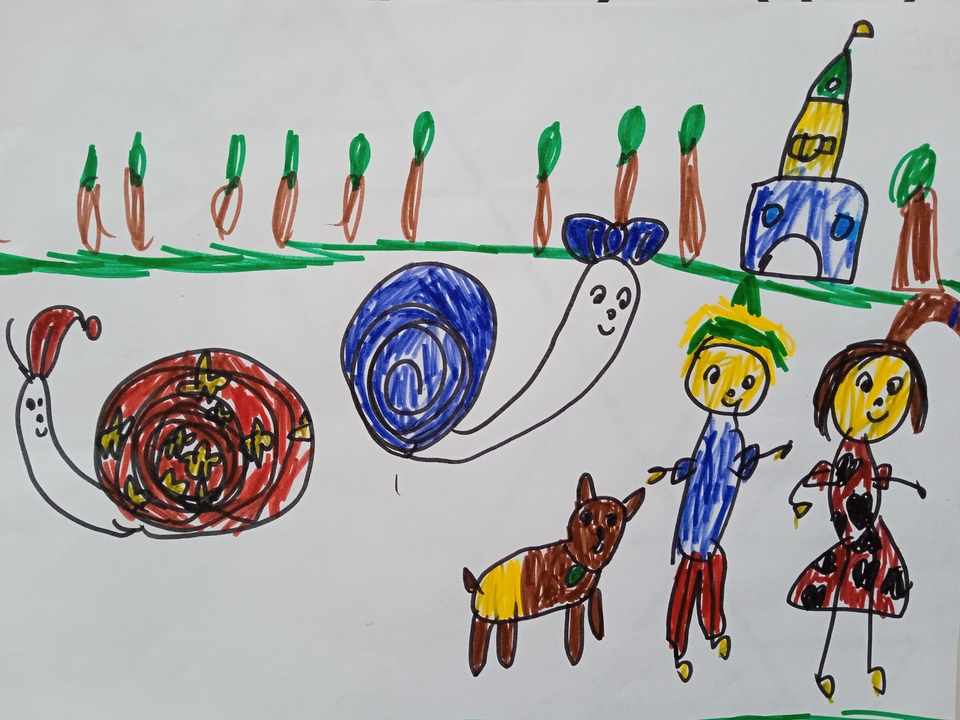 Детский рисунок - Замок для Эвелинки и ее друзей