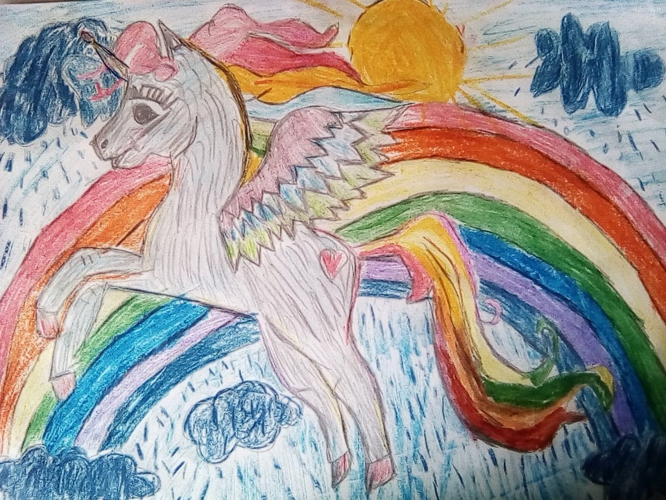 Детский рисунок - На встречу радуге