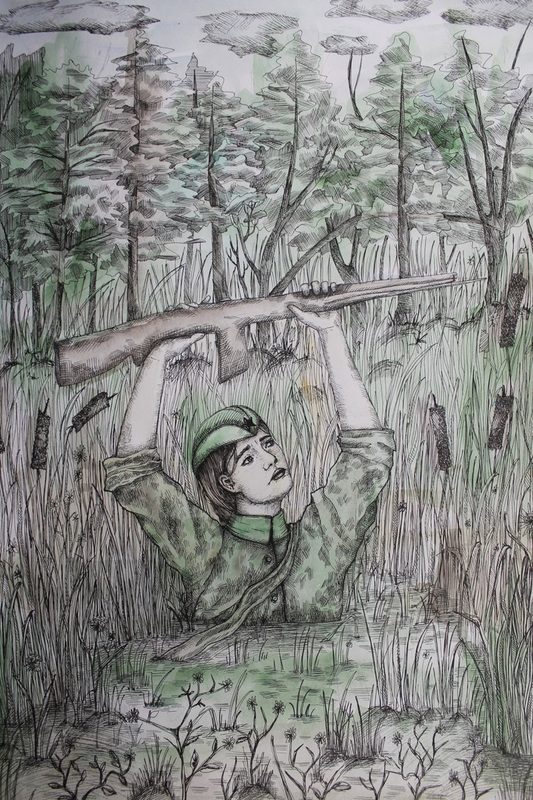 Детский рисунок - В болоте