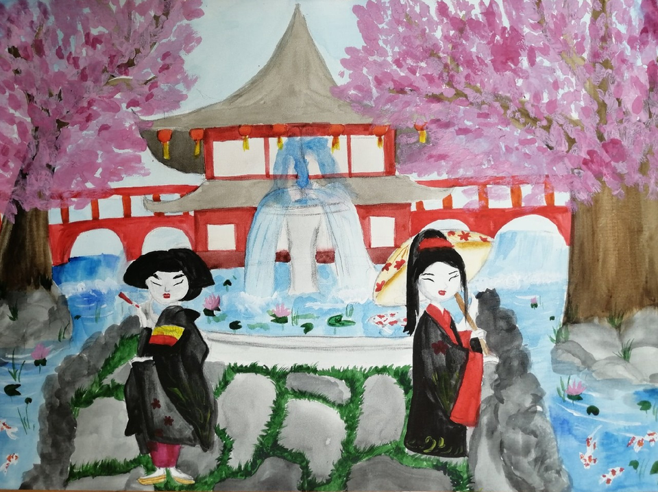 Детский рисунок - Японский праздник