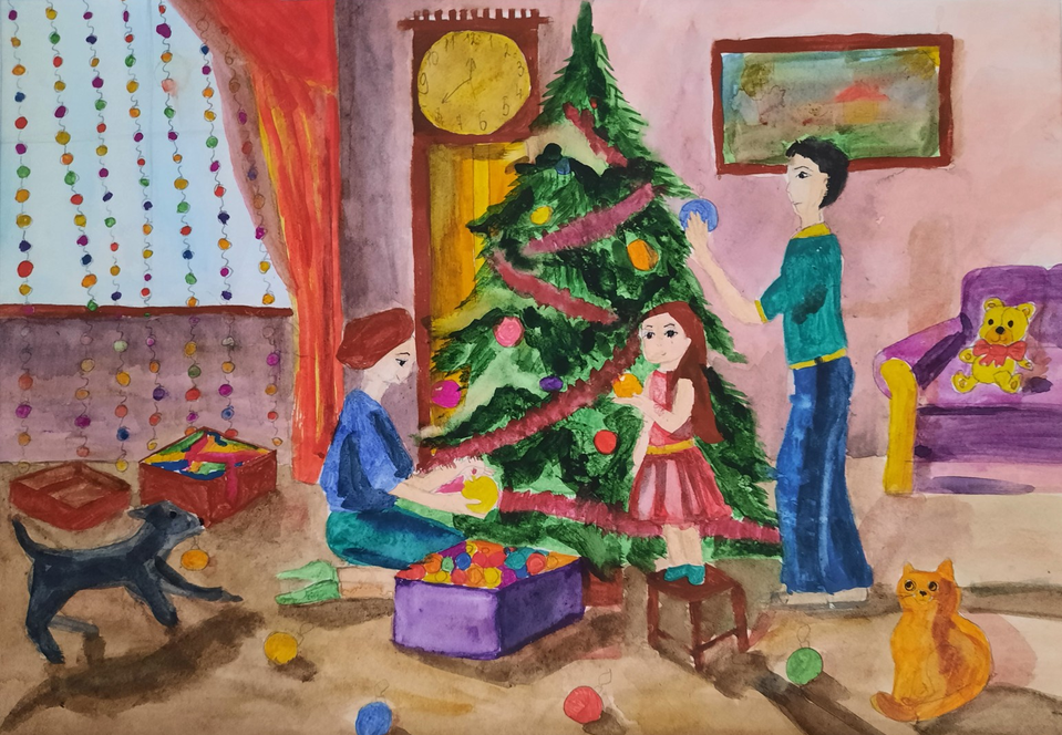 Детский рисунок - Новый год