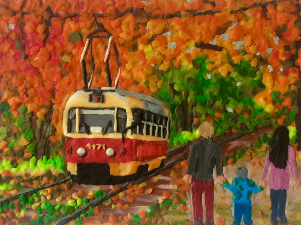 Детский рисунок - Осенняя прогулка