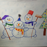 Рисунок "Весёлые снеговики" на конкурс "Конкурс рисунка "Новогоднее Настроение 2017""