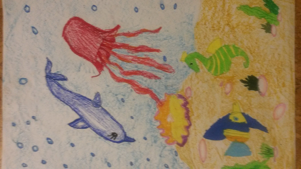 Детский рисунок - На дне морских глубин