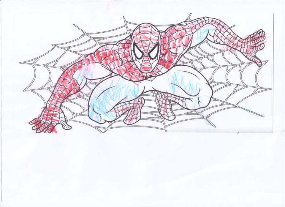 Детский рисунок - Человек паук