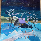 Рисунок "Зимний пейзаж" на конкурс "Конкурс детского рисунка "Новогоднее Настроение - 2021""