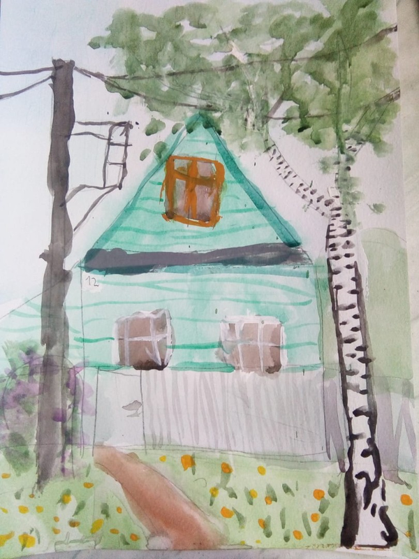Детский рисунок - Дом на моей улице