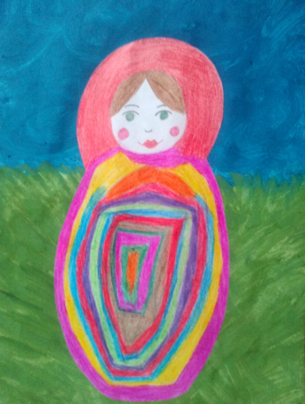 Детский рисунок - Матрёшка