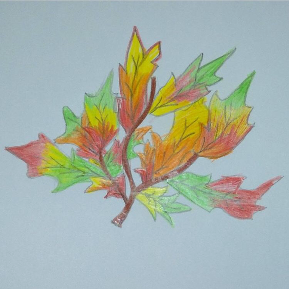 Детский рисунок - осенние листья