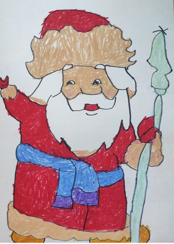 Детский рисунок - Дедушка Мороз