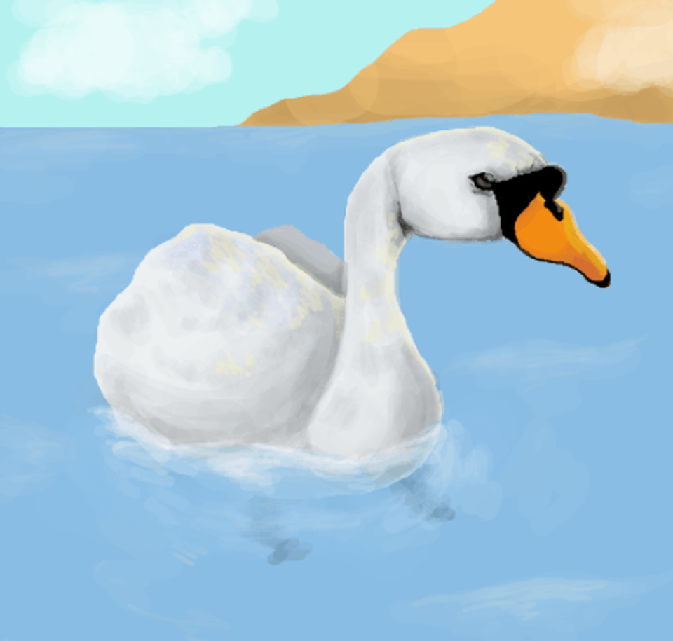 Детский рисунок - Лебедь