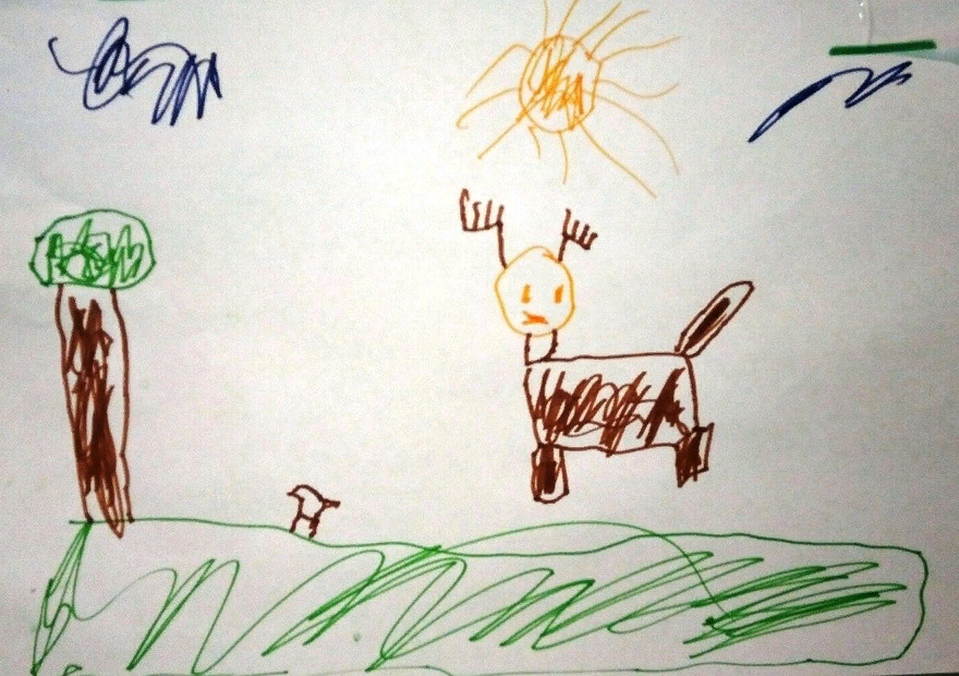 Детский рисунок - Храбрый олененок