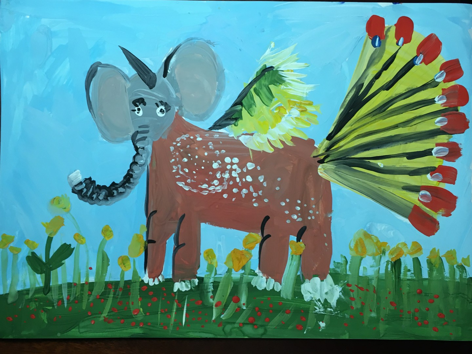 Детский рисунок - Чудо-юдо слонопавлин
