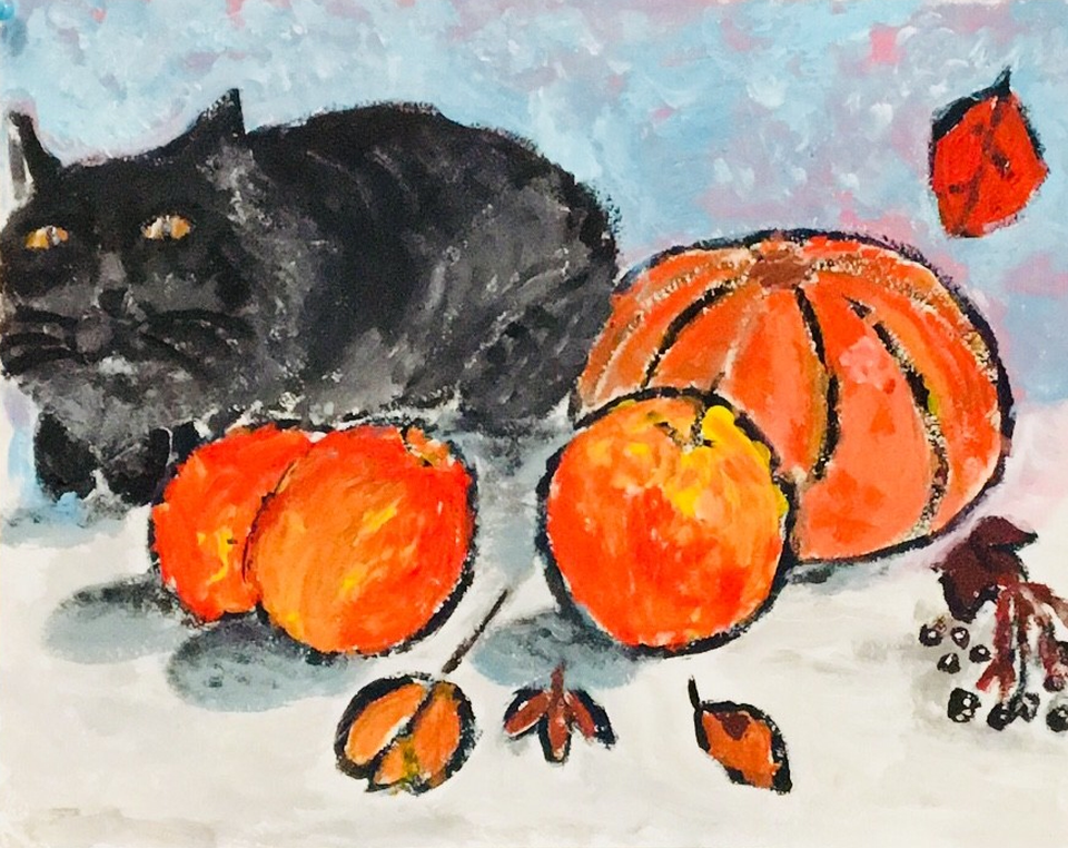 Детский рисунок - Осенний Кот