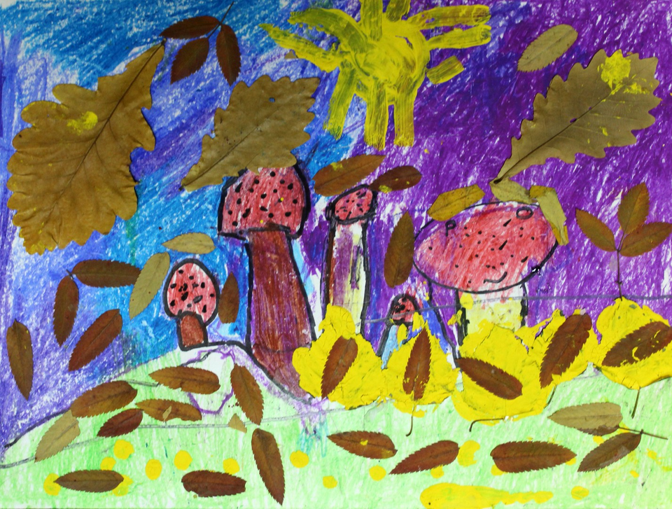 Детский рисунок - Осенняя полянка