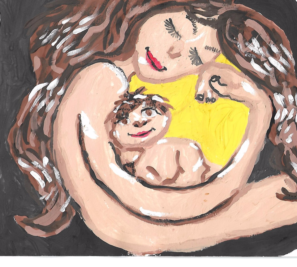 Детский рисунок - Мама с ребенком