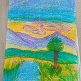 Рисунок "Пейзаж масляной пастелью"