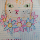 Рисунок "кот в цветах"