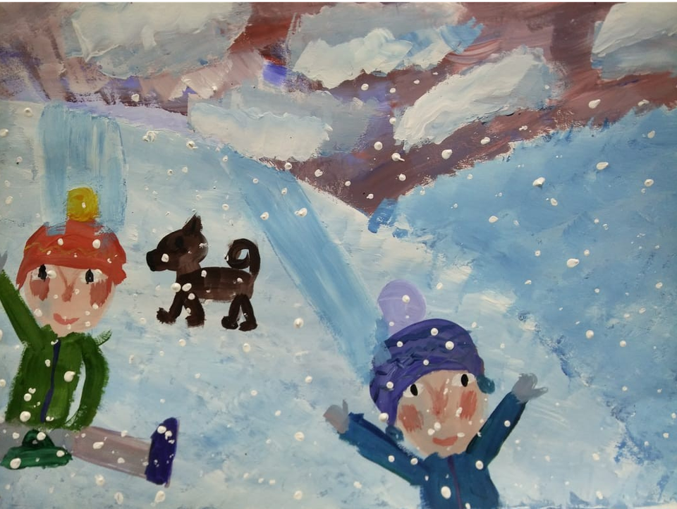 Детский рисунок - Первый снег