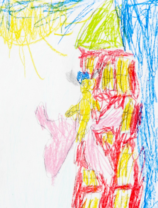 Детский рисунок - Улитка и домик