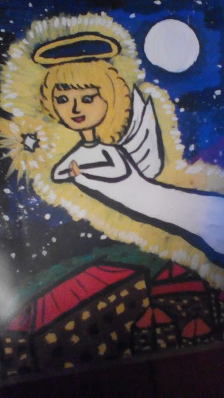 Детский рисунок - Ангел хранитель Нового года