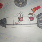 Рисунок "Собаки в космосе" на конкурс "Конкурс творческого рисунка “Свободная тема-2020”"