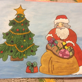 Рисунок "Дедушка Мороз подарочки принёс" на конкурс "Конкурс детского рисунка “Новогодняя Открытка-2019”"