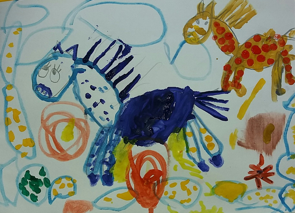 Детский рисунок - лошадки
