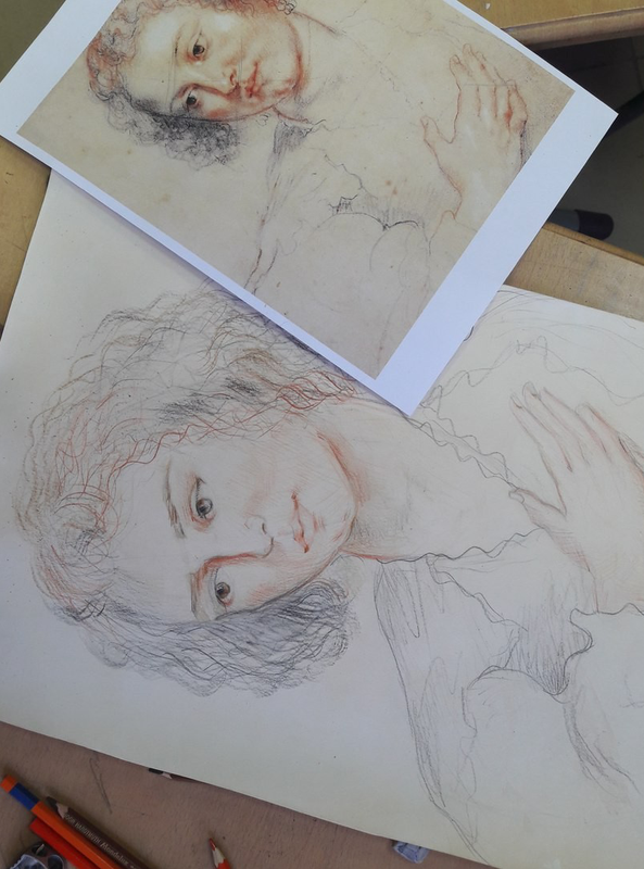 Детский рисунок - копия портрета Рубенса