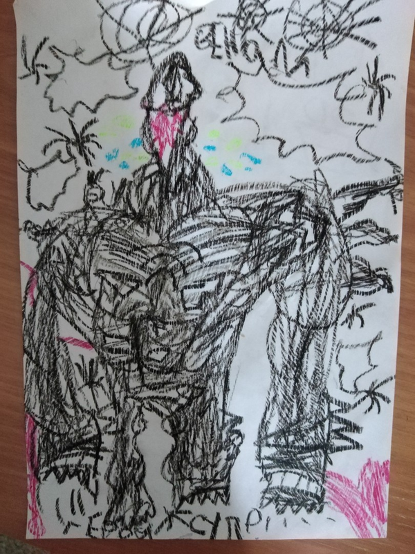 Детский рисунок - Герой марвел веном