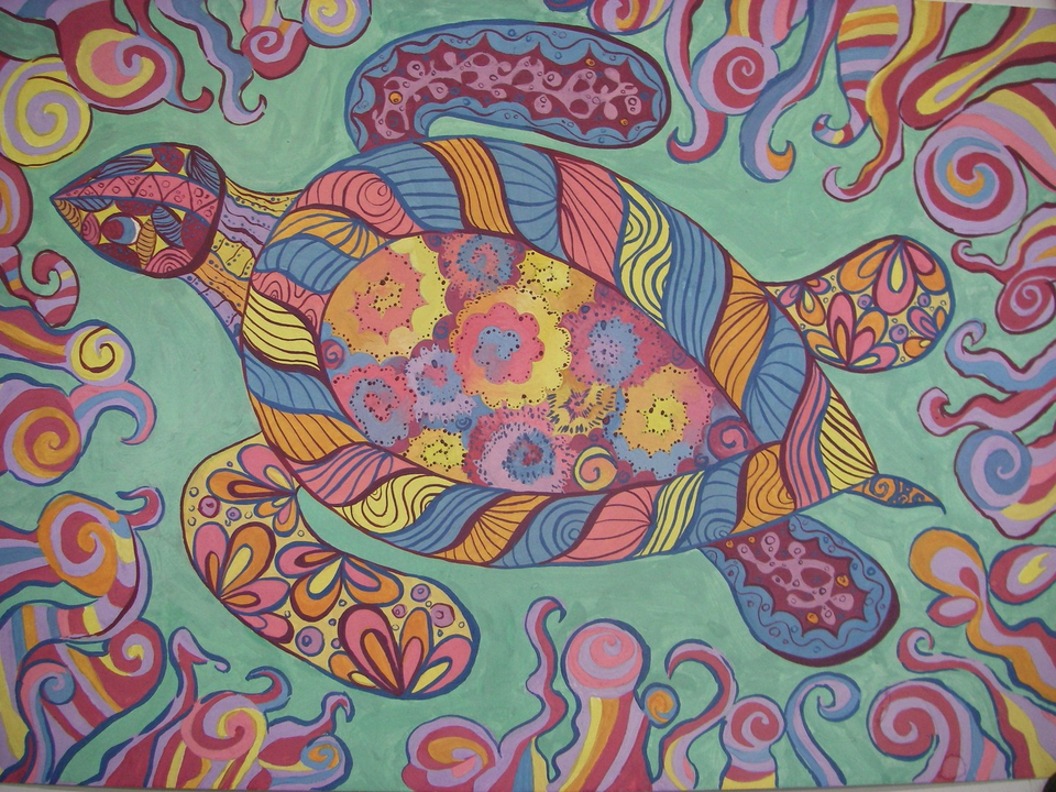 Детский рисунок - Морская черепаха