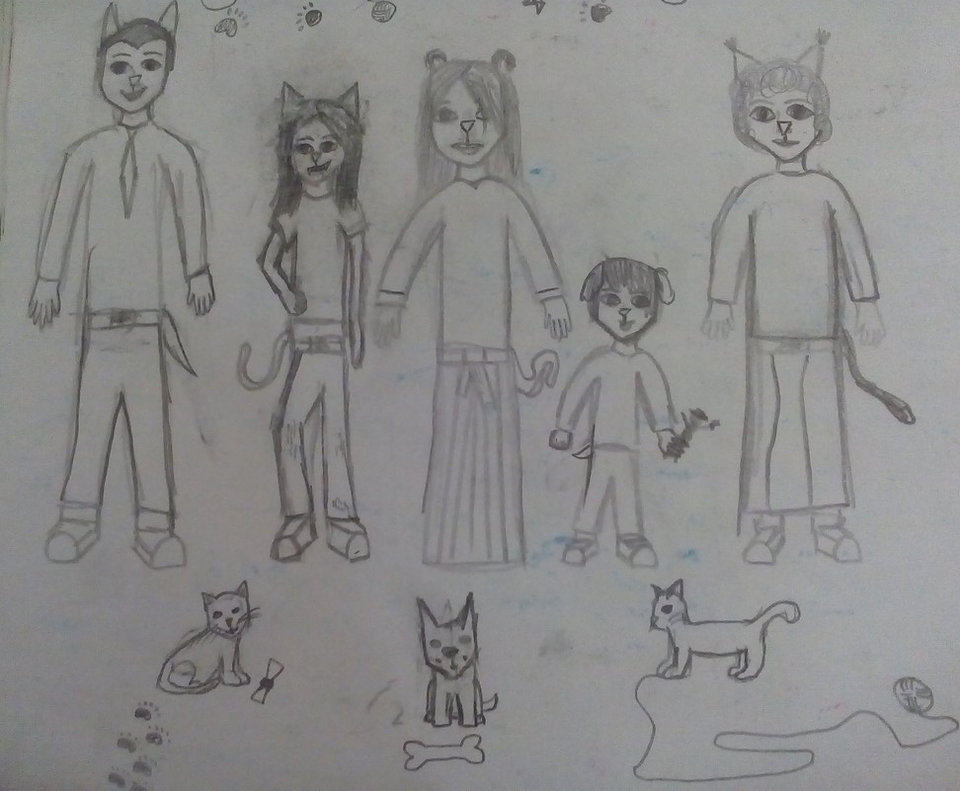 Детский рисунок - Cats