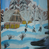 Рисунок "Зимний домик" на конкурс "Конкурс рисунка "Новогоднее Настроение 2017""