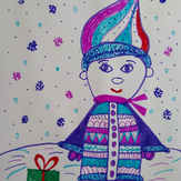 Рисунок "Волшебный гномик с подарочком" на конкурс "Конкурс рисунка "Новогоднее Настроение 2017""