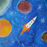 Рисунок "Полёт в космос" на конкурс "Конкурс детского рисунка “Таинственный космос - 2022”"