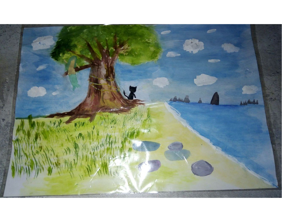 Детский рисунок - У Лукоморья дуб зелёный