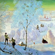Описание картины Б.М. Кустодиева «Лыжники», 1919 г.