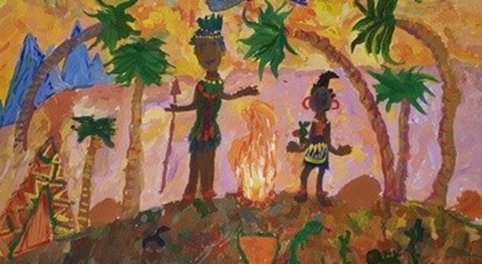 Детский рисунок - Танец туземцев