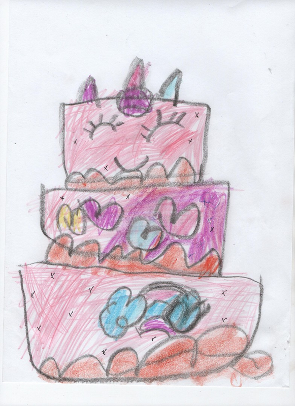 Детский рисунок - Единорожный торт