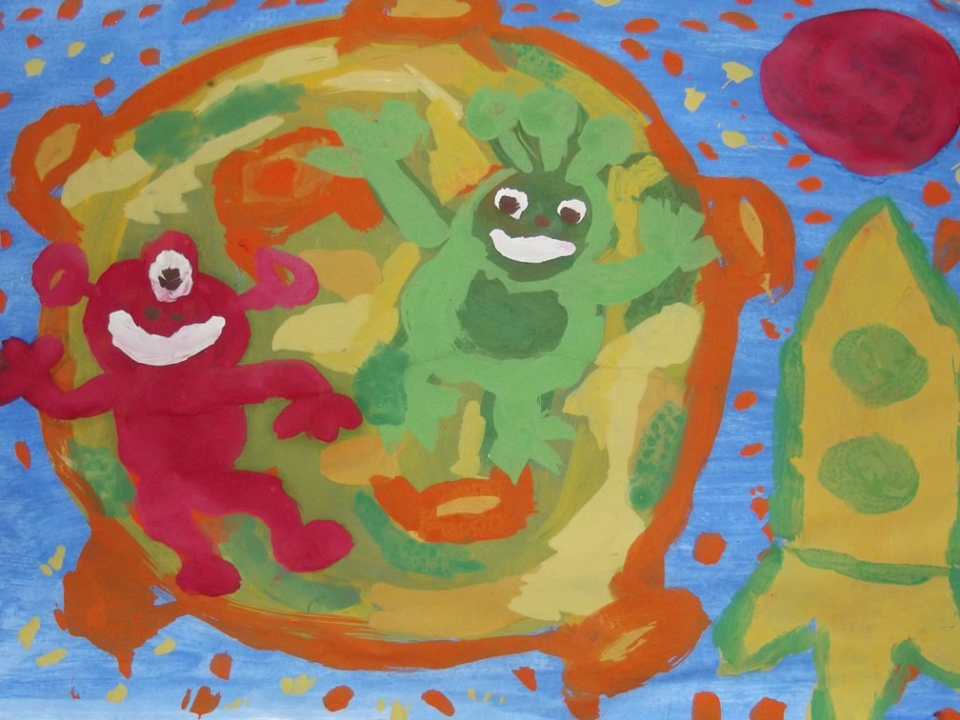 Детский рисунок - Весёлая планета